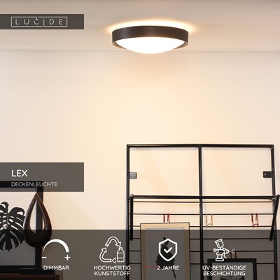 Lucide LEX - Deckenleuchte - Ø 33 cm - 2xE27 - Schwarz